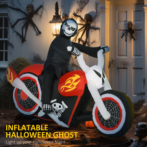 Halloween gonflable Grim Reaper Flaming Moto Extérieur LED Éclairé