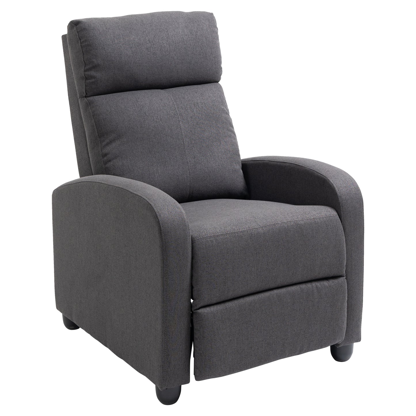 Fauteuil inclinable manuel en tissu respirant pour cinéma maison avec assise rembourrée, gris foncé