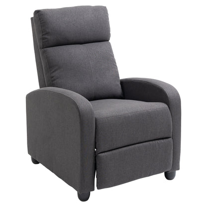 Fauteuil inclinable manuel en tissu respirant pour cinéma maison avec assise rembourrée, gris foncé