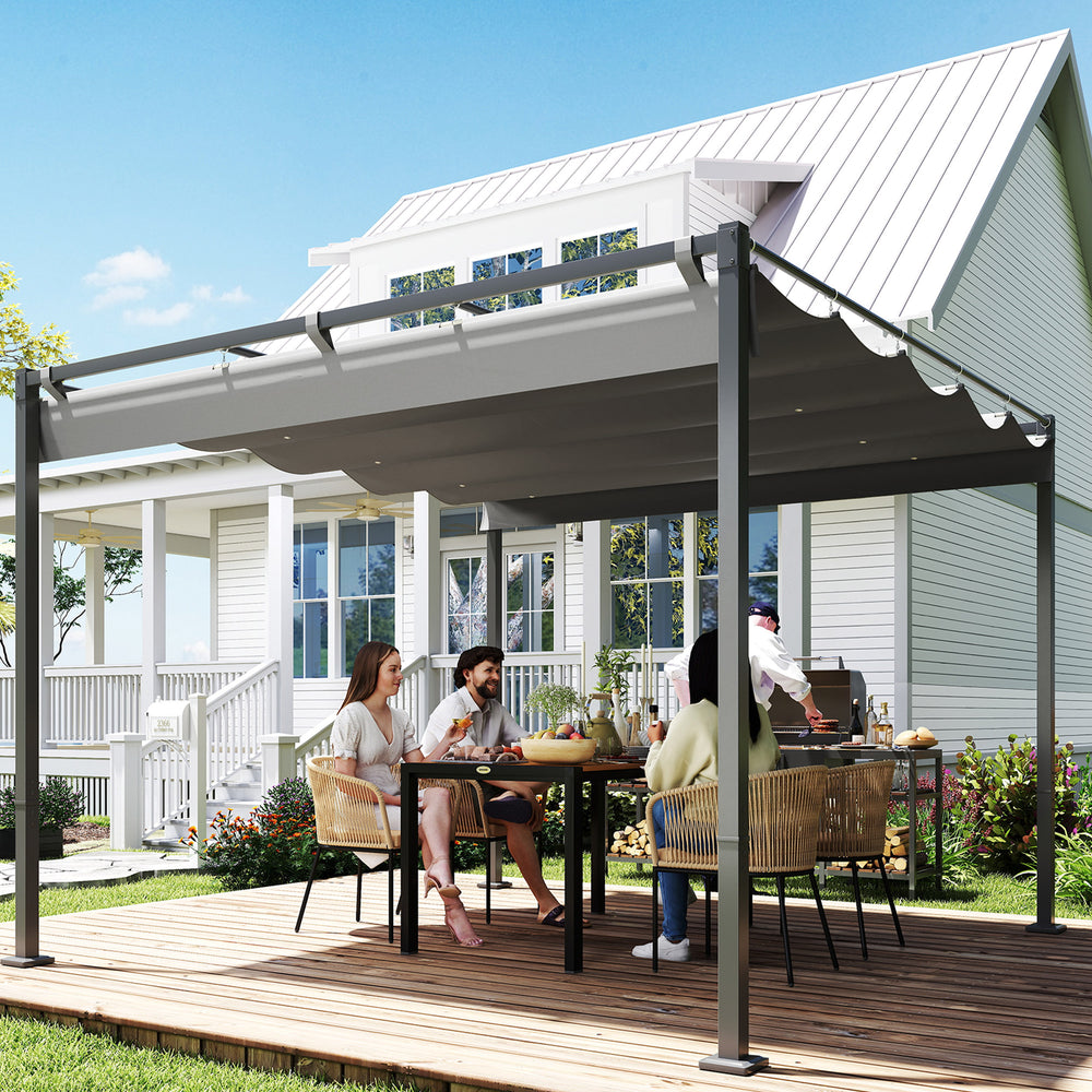 Pergola 10 x 10 rétractable avec fixation magnétique, grise
