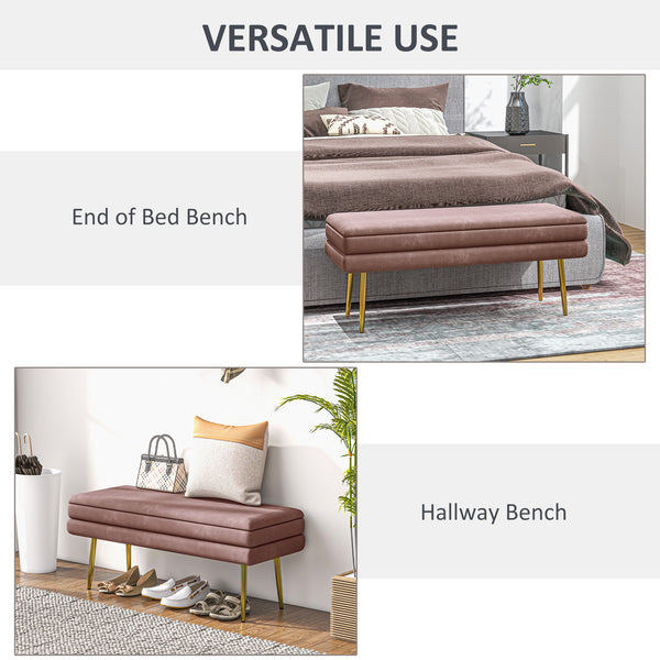 Pouf de rangement en velours avec pieds en acier, rose