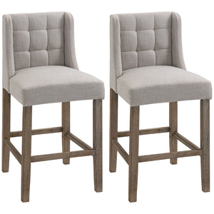 Modern upholstered and padded bar stools, beige
