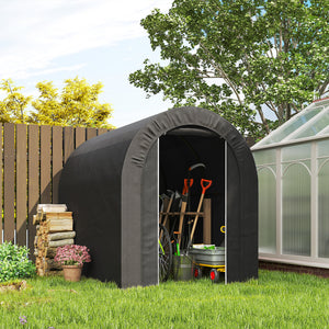 Abri de moto 5 x 8 robuste et portable en acier galvanisé, noir