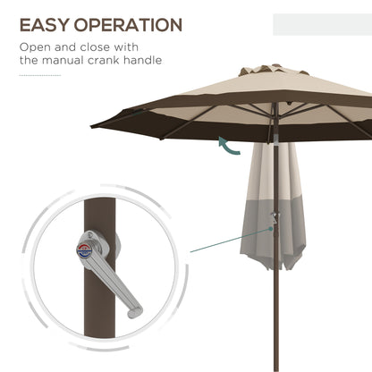 Parasol d'extérieur 9 x 9 pi inclinable avec manivelle, marron foncé