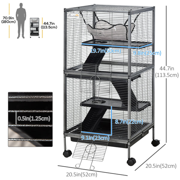 Cage à roulettes à 4 niveaux pour rongeurs