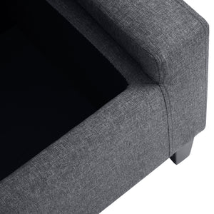 Banc ottoman de rangement en lin avec motif capitonné