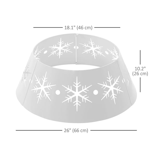 Cache-pied pour sapin de Noël de 66 cm avec motifs de flocons de neige blanc