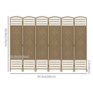 Cloison de séparation pliable à 6 panneaux en fibre ondulée, couleur naturelle