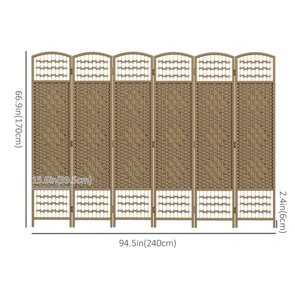 Cloison de séparation pliable à 6 panneaux en fibre ondulée, couleur naturelle