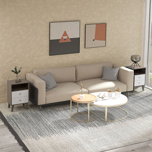 Lot de 2 tables de chevet modernes avec 3 tiroirs et rangement ouvert, gris