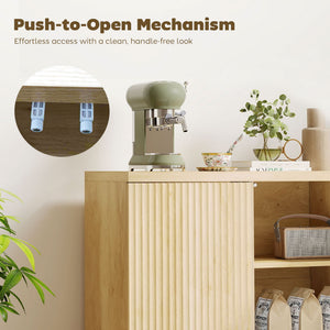 Sideboard Buffet Cabinet, 30.7" Modern Kitchen Storage Cabinet with Soft-Close Door and Adjustable Shelves, Oak