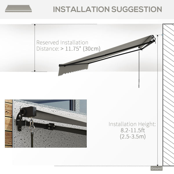 15' x 10' Retractable Awning, 280gsm UV Resistant Sunshade Shelter, for Deck, Balcony, Yard, Light Grey