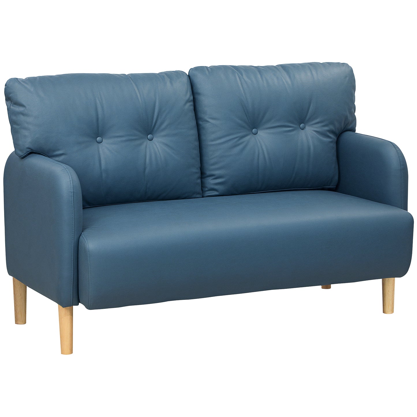 HOMCOM 58" 2-seater sofa, modern 2-seater sofa, upholstered, solid wood frame, navy blue