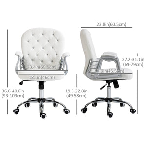 Office chair with adjustable height and padded backrest, white