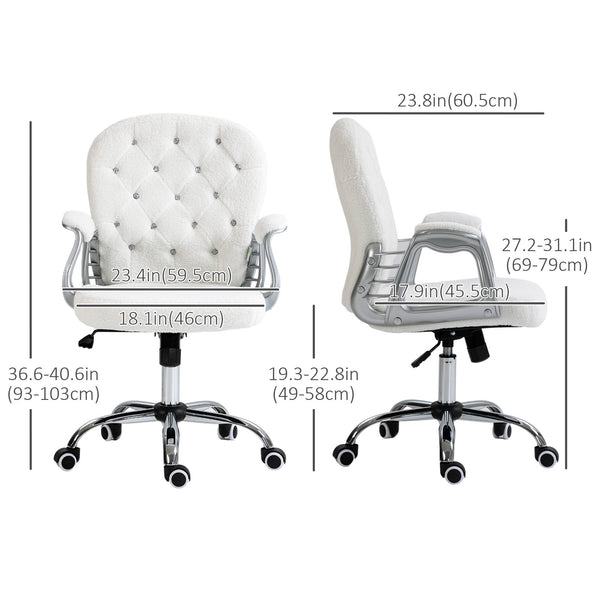 Office chair with adjustable height and padded backrest, white