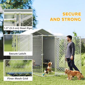 PawHut Galvanized Steel Dog Kennel Outdoor with Waterproof &amp; UV-Resistant Cover for Large Dogs, 13.1' x 7.5' x 7.5' |