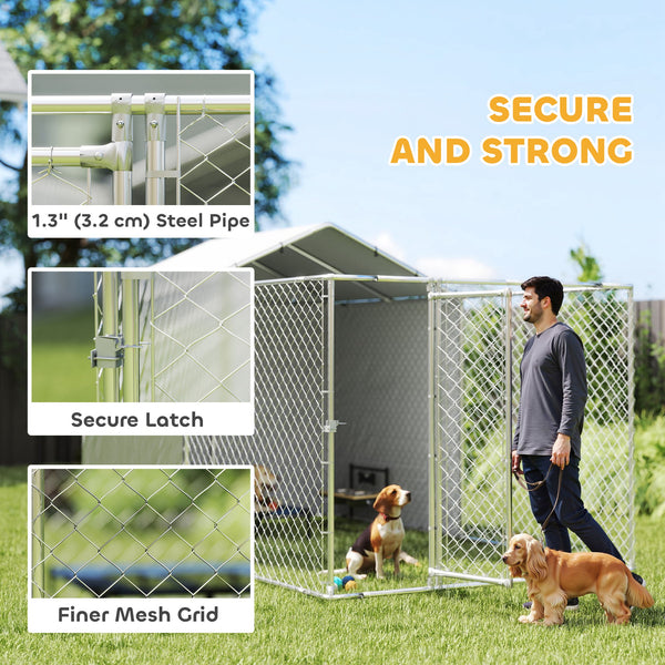 PawHut Galvanized Steel Dog Kennel Outdoor with Waterproof &amp; UV-Resistant Cover for Large Dogs, 13.1' x 7.5' x 7.5' |