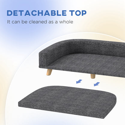 Canapé pour grands chiens avec housse lavable et coussinets antidérapants, gris foncé