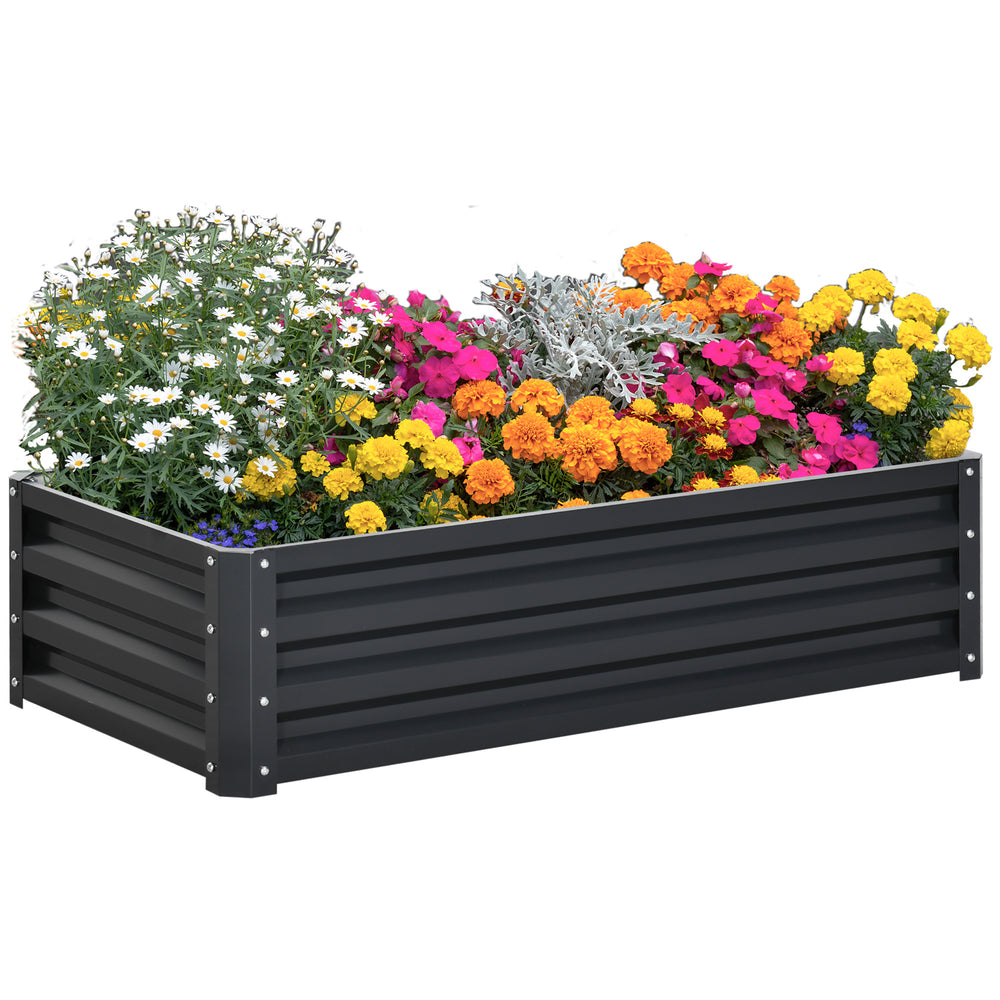 Galvanized raised planter, grey