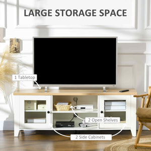 Meuble TV cheminée pour téléviseurs jusqu'à 60 pouces, blanc et chêne