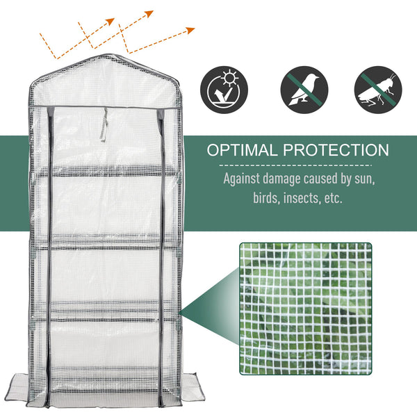 Portable outdoor greenhouse with 4 shelves and steel frame