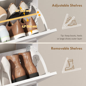 Shoe cabinet with 2 tilt-out shoe drawers, white