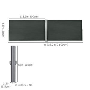 Store latéral double rétractable, gris