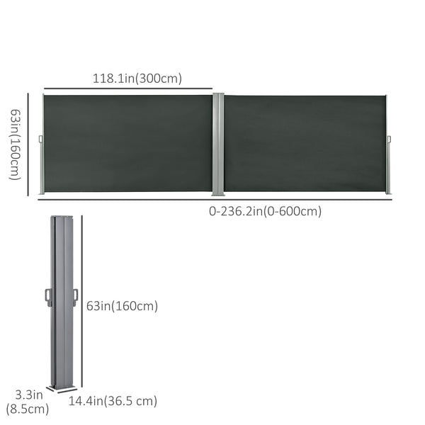 Store latéral double rétractable, gris