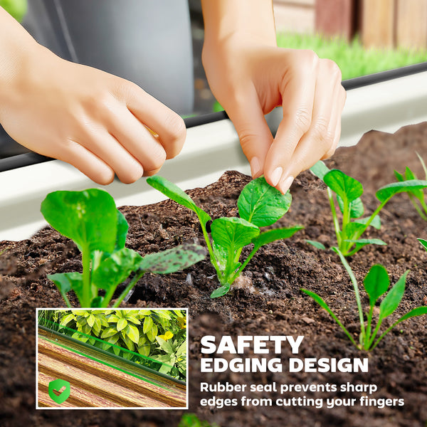 Jardinière d'extérieur surélevée en acier galvanisé avec tuteur en métal, marron