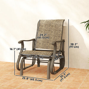 Rocking chair with steel frame and mesh fabric, light brown