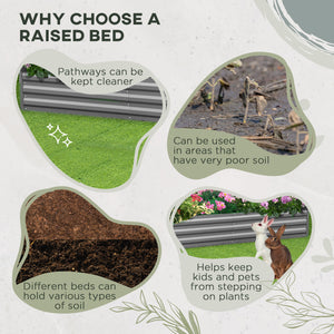 Raised L-shaped planter made of galvanized steel with reinforced rods