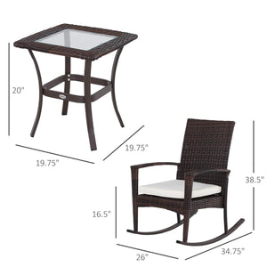 Ensemble de jardin 3 pièces en résine tressée, blanc crème