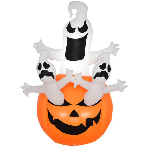 Lanterne gonflable d'Halloween de 1,8 m de haut avec fantômes, lanterne, citrouille et lumières LED