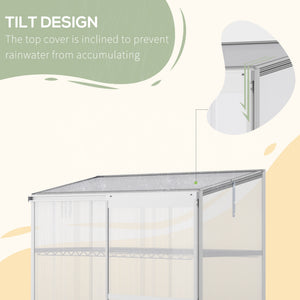 Serre en aluminium à châssis froid, protection surélevée pour jardinières avec toit ouvrant