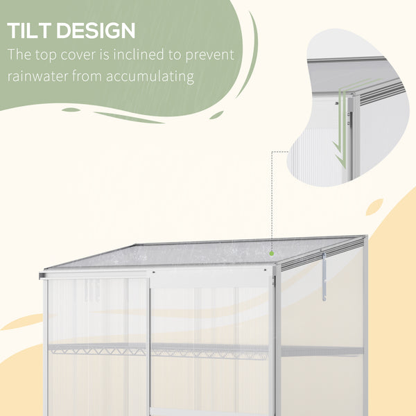 Serre en aluminium à châssis froid, protection surélevée pour jardinières avec toit ouvrant