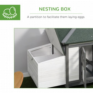 77" Chicken Coop with Nesting Box and Outdoor Run