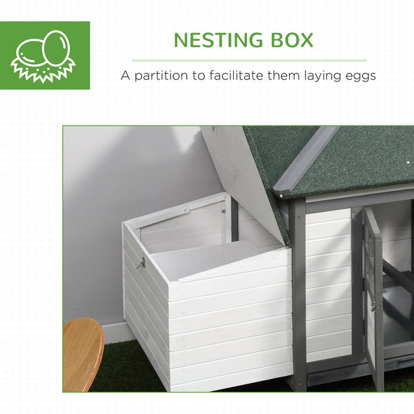 77" Chicken Coop with Nesting Box and Outdoor Run