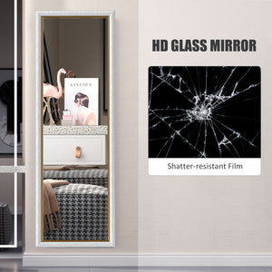 Miroir sur pied à poser ou mural, avec cadre, pour chambre à coucher, argenté