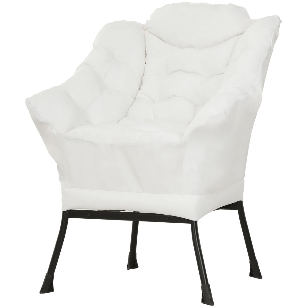 Fauteuil d'appoint avec poches latérales et pieds en acier massif, blanc crème
