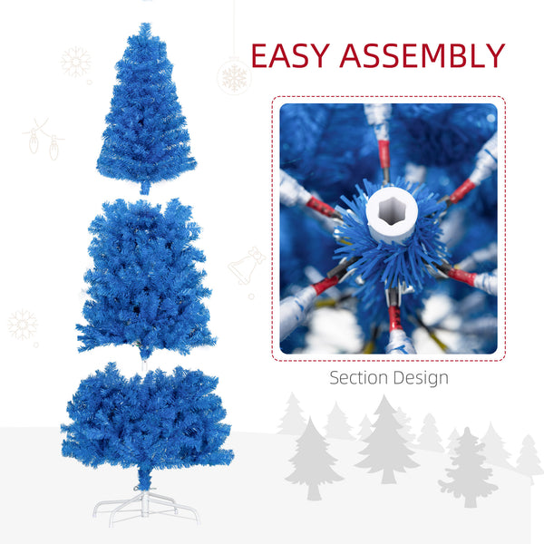 Sapin de Noël artificiel bleu de 6 pieds avec ouverture automatique