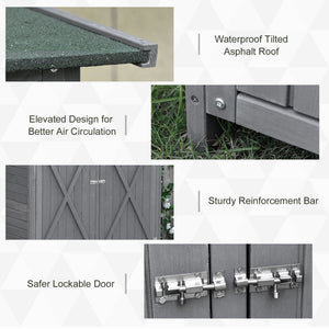Abri de jardin avec toit en asphalte, double porte en bois, étagère, vert et gris