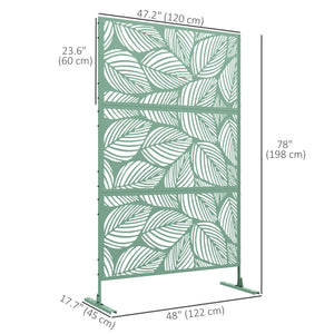 Paravent décoratif d'extérieur en métal avec support, motif feuille, vert clair