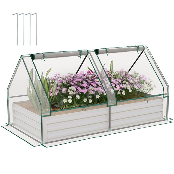 Jardinière surélevée en métal avec couvercle intégrée pour herbes aromatiques et légumes, transparente et argentée