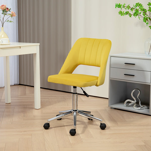 Mid-back office chair in yellow velvet.