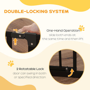 Barrière pour animaux avec porte et double système de verrouillage, noire