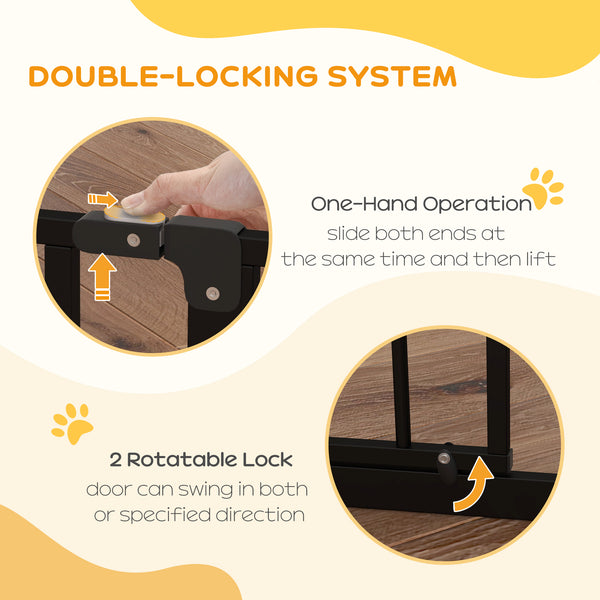 Barrière pour animaux avec porte et double système de verrouillage, noire