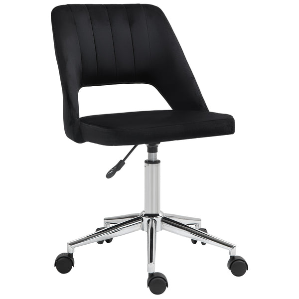 Black velvet mid-back office chair