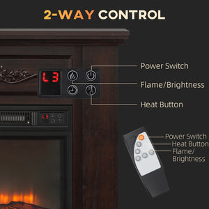 Cheminée électrique avec manteau marron de 1400 W