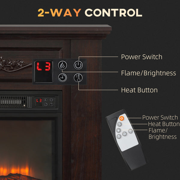 Cheminée électrique avec manteau marron de 1400 W