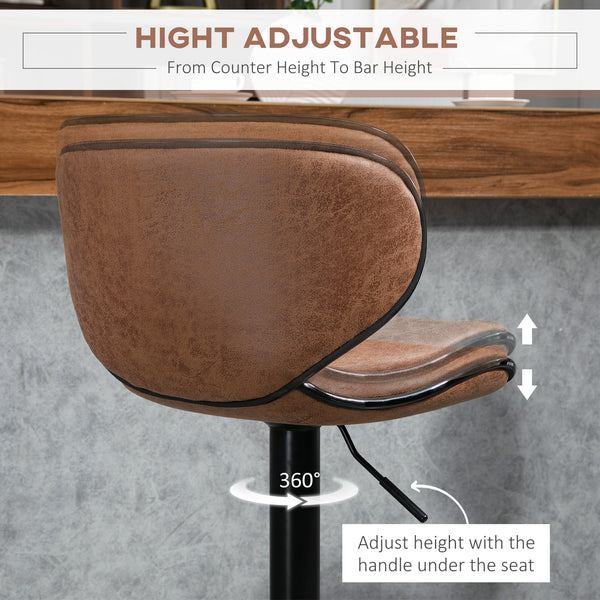 Set of 2 height-adjustable bar stools with swivel seats